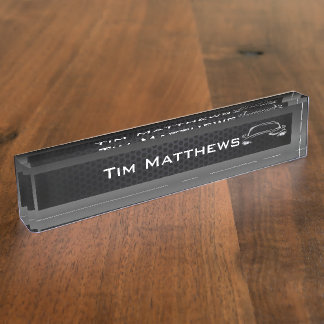 Blue company office desk nameplate