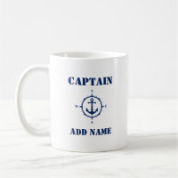 Blue Compass Anchor Captain Add Name or Boat Name