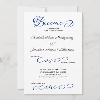 Blue Compass Rose Become as One Wedding Invitation