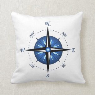 Blue Compass Rose Cushion