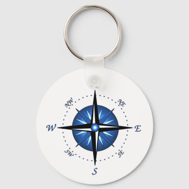 Blue Compass Rose Key Ring (Front)