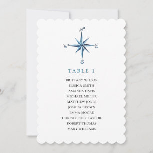 Blue compass seating chart. Nautical wedding plan Invitation
