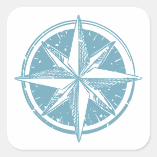 Blue Compass Square Sticker