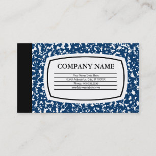 blue composition book business card