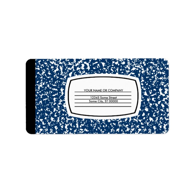 blue composition book label (Front)
