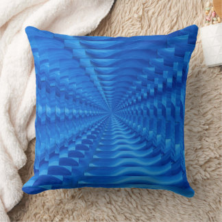 Blue Concentric Squares Throw Pillow