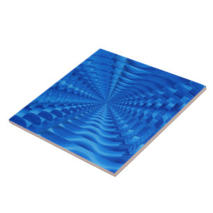 Blue Concentric Squares Tile