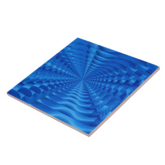 Blue Concentric Squares Tile