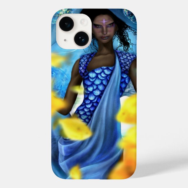Blue concept mermaid illustration phone case (Back)