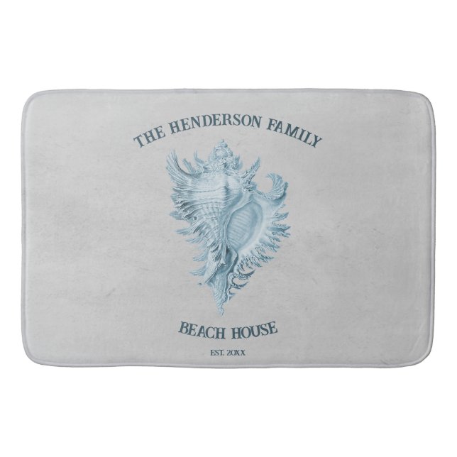 Blue Conch Shell Bath Mat (Front)