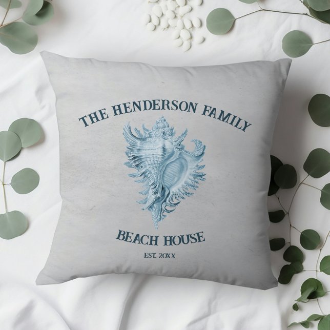 Blue Conch Shell Cushion (Blue Conch Shell Throw Pillow)
