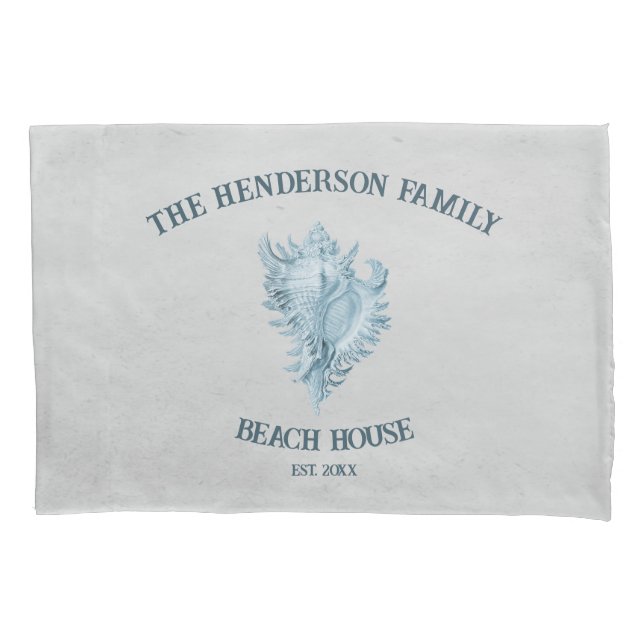 Blue Conch Shell Pillowcase (Front)