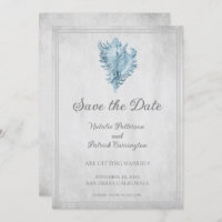 Blue Conch Shell Save the Date Invite