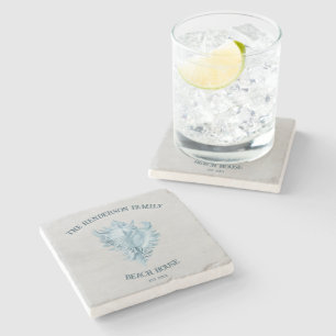 Blue Conch Shell Stone Coaster
