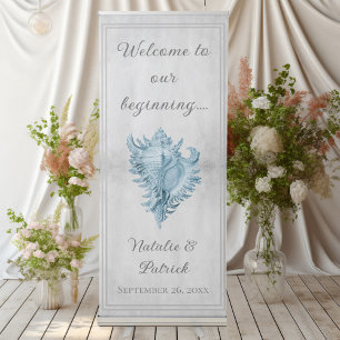 Blue Conch Shell Wedding Retractable Banner
