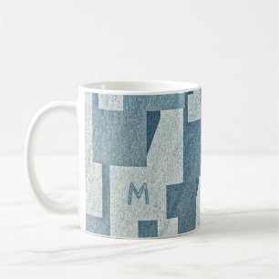 “Blue Concrete” custom monogram mugs