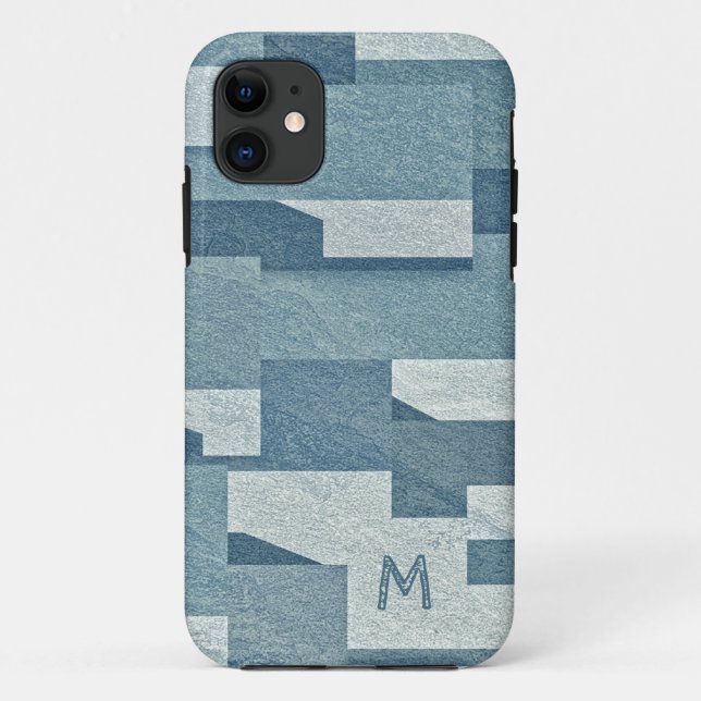 “Blue Concrete” custom monogram phone cases (Back)