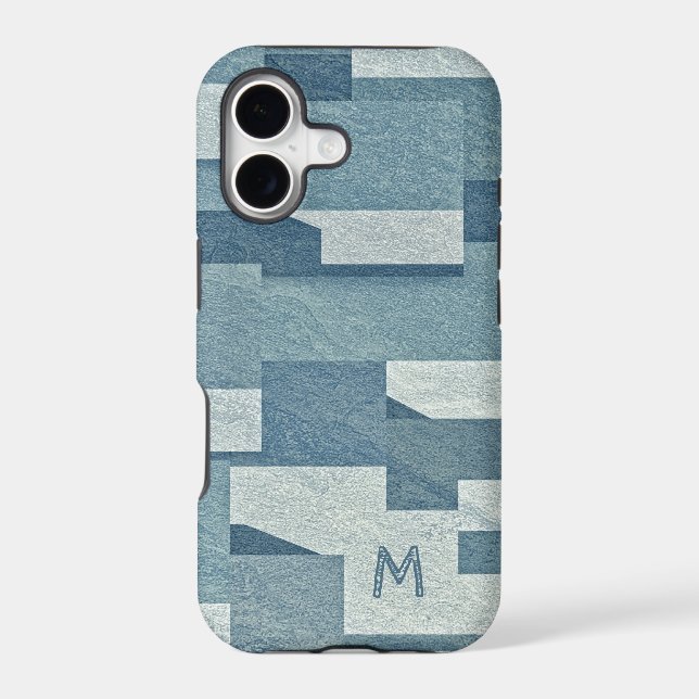 “Blue Concrete” custom monogram phone cases (Back)
