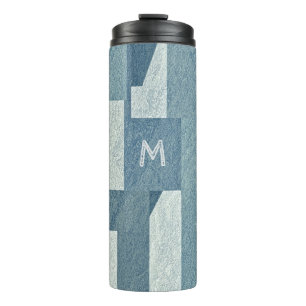 “Blue Concrete” custom monogram tumbler