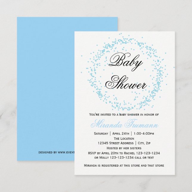 Blue Confetti - 3x5 Baby Shower Invitation (Front/Back)
