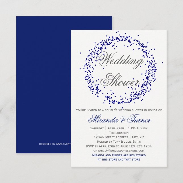 Blue Confetti - 3X5 Couple's Wedding Shower Invite (Front/Back)