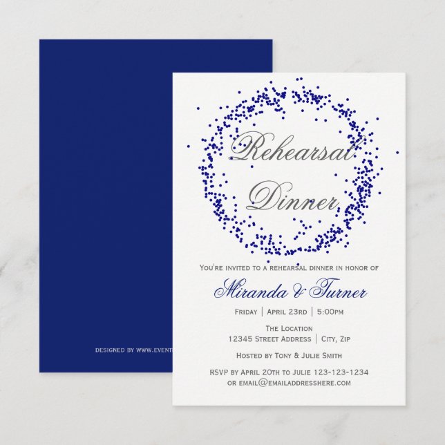 Blue Confetti - 3x5 Rehearsal Dinner Invitation (Front/Back)