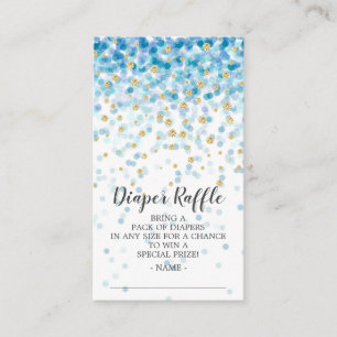 Blue Confetti Baby Shower Diaper Raffle Ticket Enclosure Card
