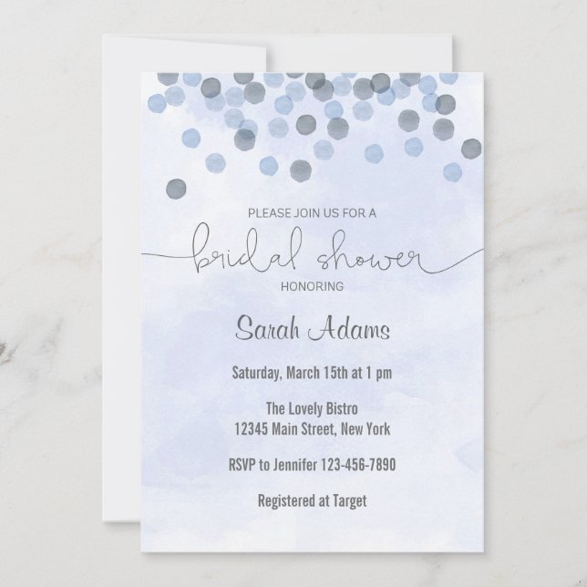 Blue Confetti Bridal Shower Invitation (Front)