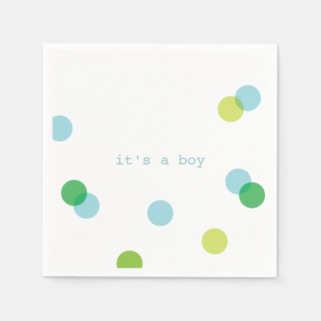 Blue confetti | It's a boy paper napkins (Front)