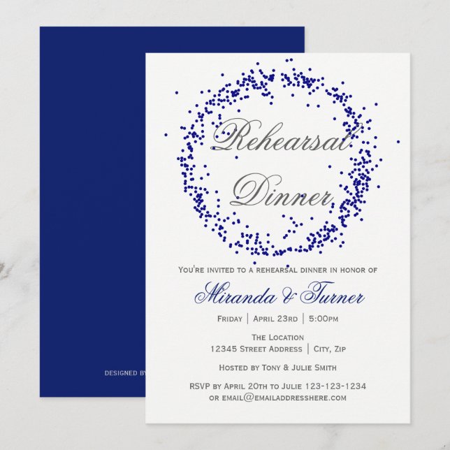 Blue Confetti - Rehearsal Dinner Invitation (Front/Back)