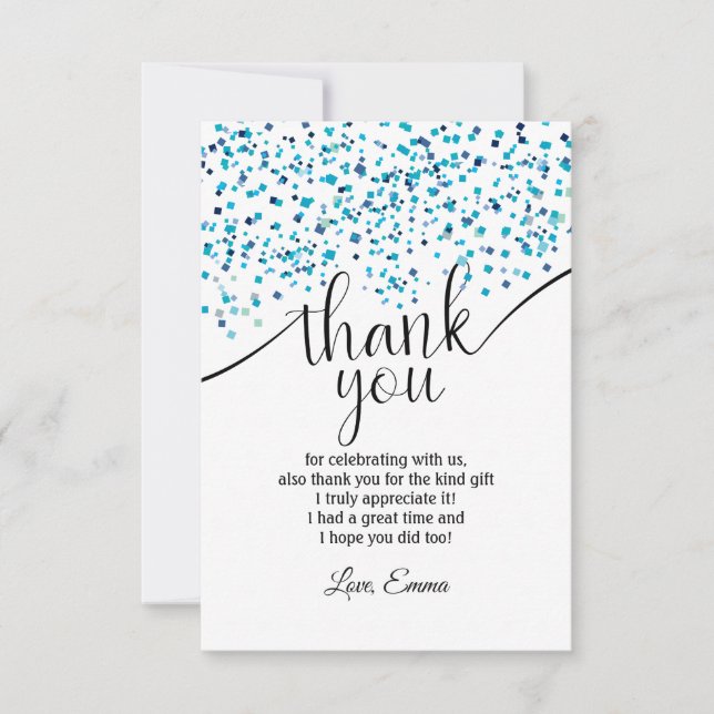blue, confetti , thank you card (Front)