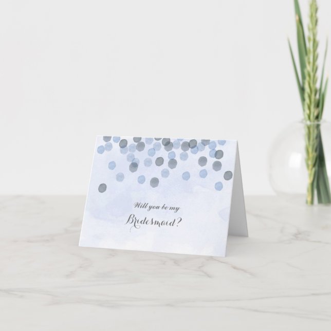 Blue Confetti Will You Be My Bridesmaid Card (Front)