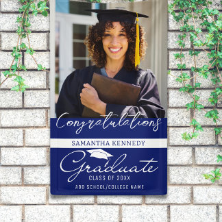 Blue Congrats 2026 Graduate Photo Graduation Banner