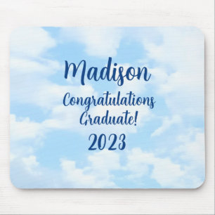 Blue Congrats Graduation Custom Name and Year Mouse Mat