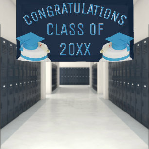Blue Congratulations Class of Graduation Banner