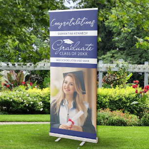 Blue Congratulations Graduate Photo Graduation   Retractable Banner