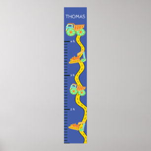 Blue Construction Little Boys Growth Chart