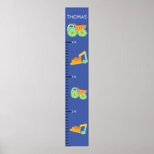 Blue Construction Pop It Boys Growth Chart