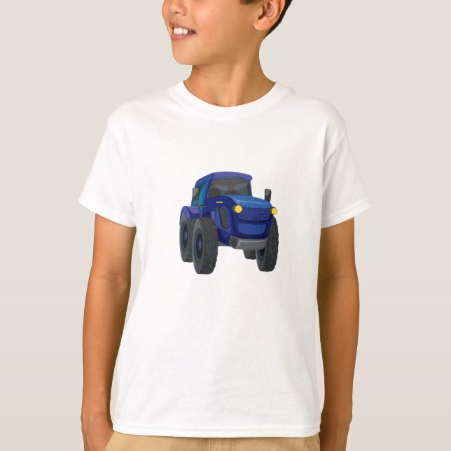 Blue Construction Truck Graphic Tee for Boys (Front)