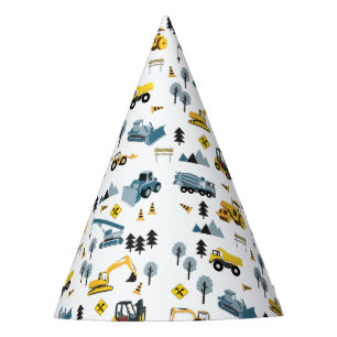 Blue Construction Trucks & Site Theme Pattern Party Hat