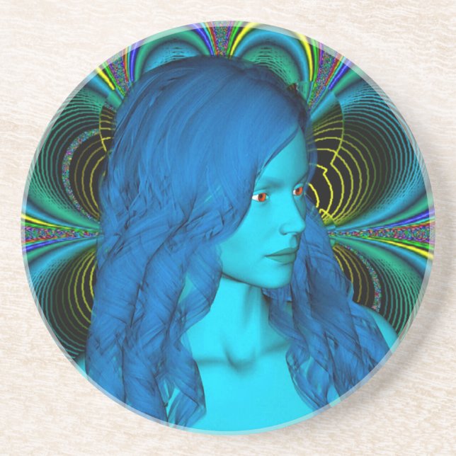 Blue Contemplation Coaster (Front)