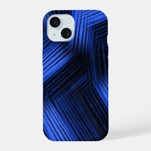 Blue Contemporary Abstract iPhone 15 Case (Back)