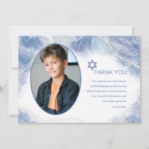 Blue Contemporary Photo Thank You Card