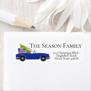 Blue Convertible Car with Christmas Gifts