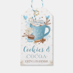 Blue Cookies and Cocoa Birthday Party Gift Tags