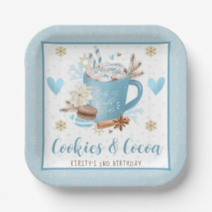 Blue Cookies & Cocoa Birthday Party Paper Plate