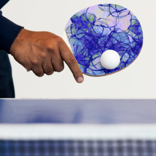 Blue Cool Abstract Art Double Sided Ping Pong Paddle