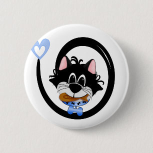 Blue Cool Cat 6 Cm Round Badge