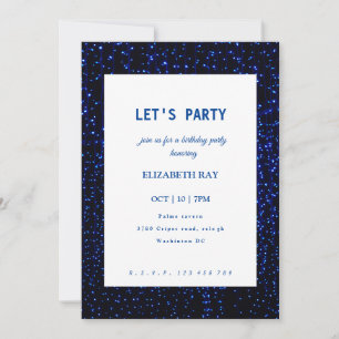 Blue cool disco birthday invitation
