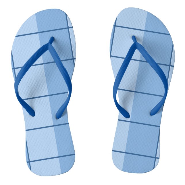 Blue Cool Geometric Pattern Flip Flops (Footbed)